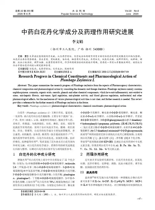 中药白花丹化学成分及药理作用研究进展