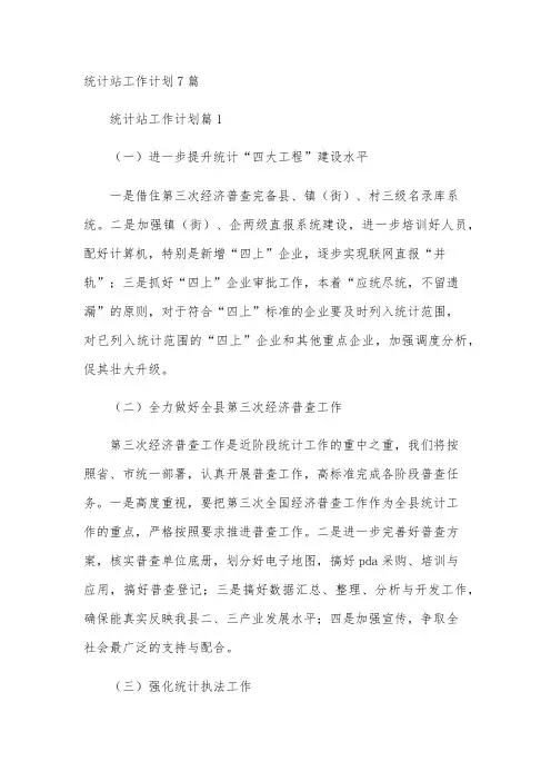 统计站工作计划7篇