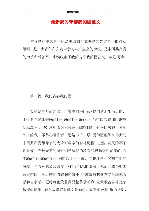 最新我的青春我的团征文