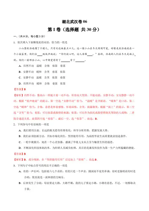 湖北武汉卷06-2021年《中考语文》卷(解析版)