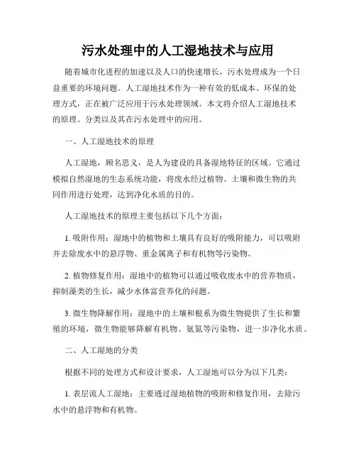 污水处理中的人工湿地技术与应用