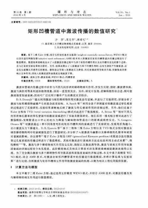 矩形凹槽管道中激波传播的数值研究
