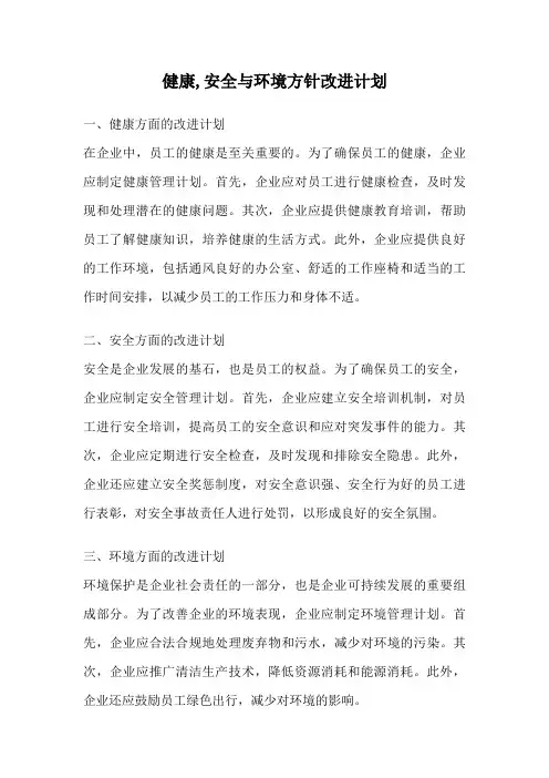 健康,安全与环境方针改进计划