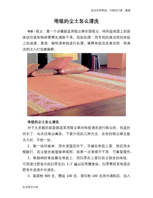 地毯的尘土怎么清洗