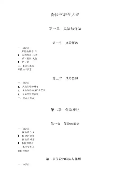 保险学教学大纲