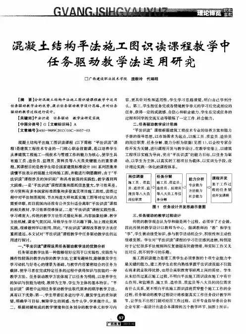 混凝土结构平法施工图识读课程教学中任务驱动教学法运用研究