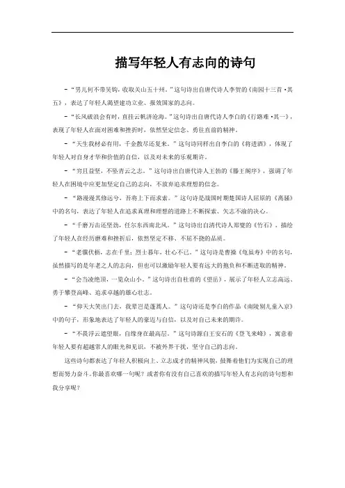 描写年轻人有志向的诗句
