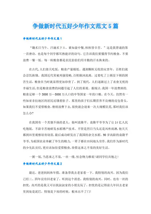 争做新时代五好少年作文范文5篇.doc