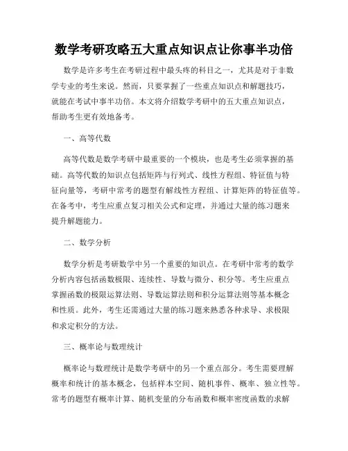 数学考研攻略五大重点知识点让你事半功倍