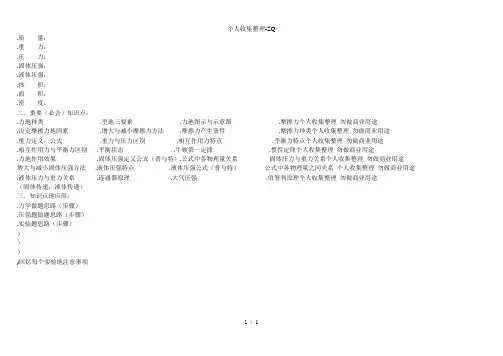 新人教版物理八年级下学期《第九章压强》单元测试题(二)附答案