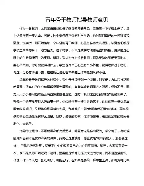 青年骨干教师指导教师意见