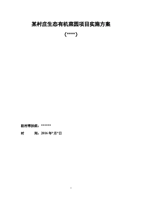 某村庄生态有机菜园项目实施方案(原创案例)