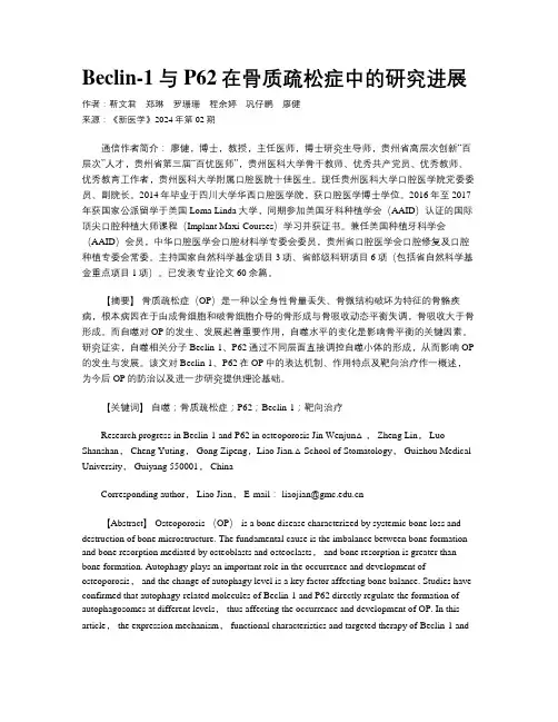 Beclin-1与P62在骨质疏松症中的研究进展