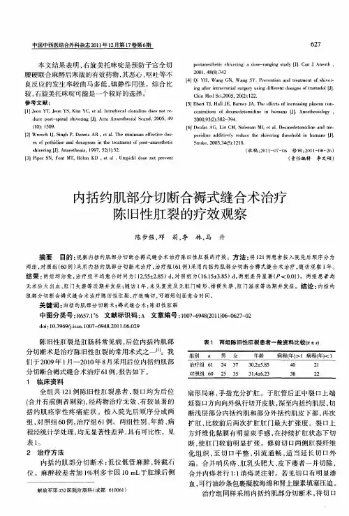 内括约肌部分切断合褥式缝合术治疗陈旧性肛裂的疗效观察