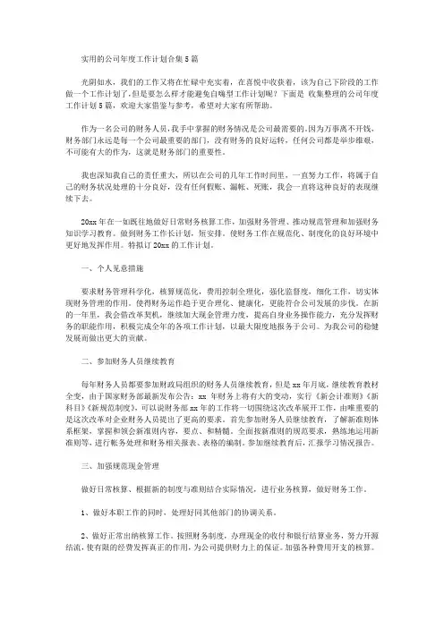2020年实用的公司年度工作计划合集5篇【精品】
