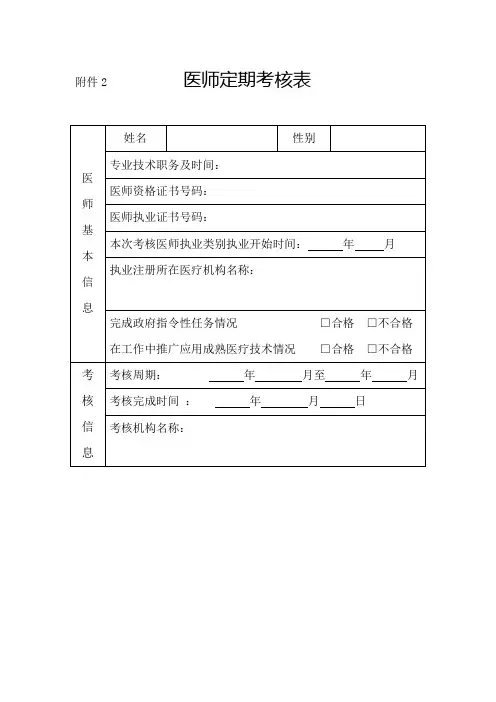 医师定期考核表模板