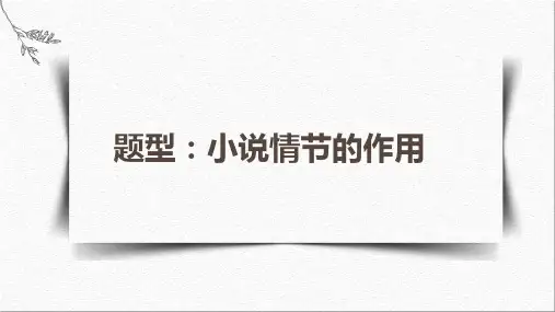 2024届高考专题复习：小说情节作用+