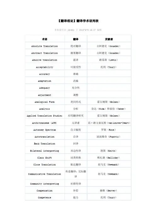 翻译学术语