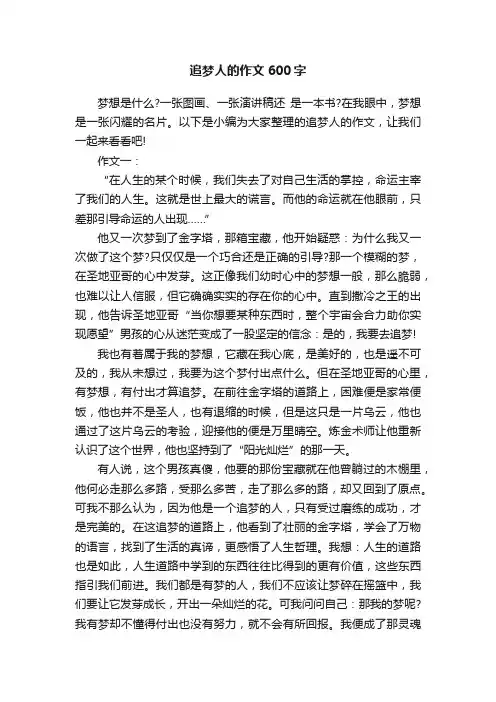 追梦人的作文600字