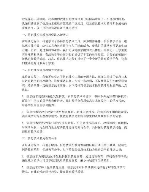 教师信息技术培训的感言