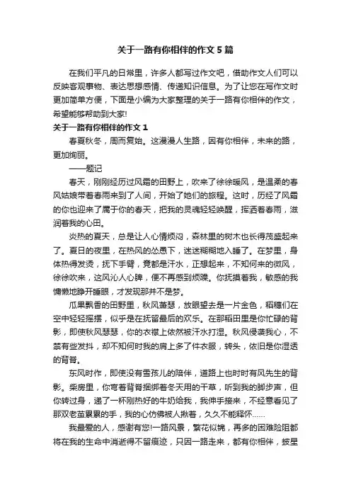 关于一路有你相伴的作文5篇