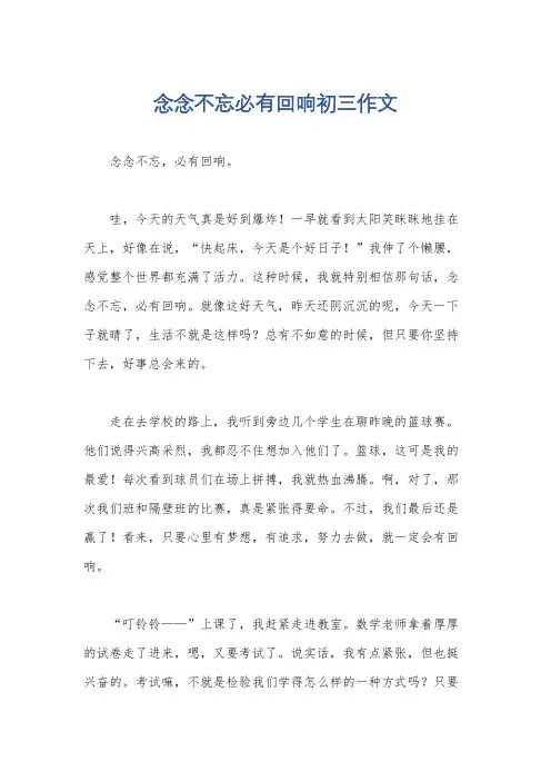 念念不忘必有回响初三作文