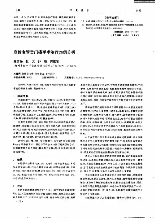高龄食管贲门癌手术治疗28例分析