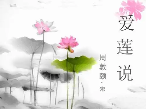 爱莲说——中国风背景音乐莲花水墨风PPT模板