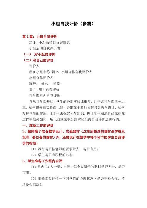 小组自我评价(多篇)