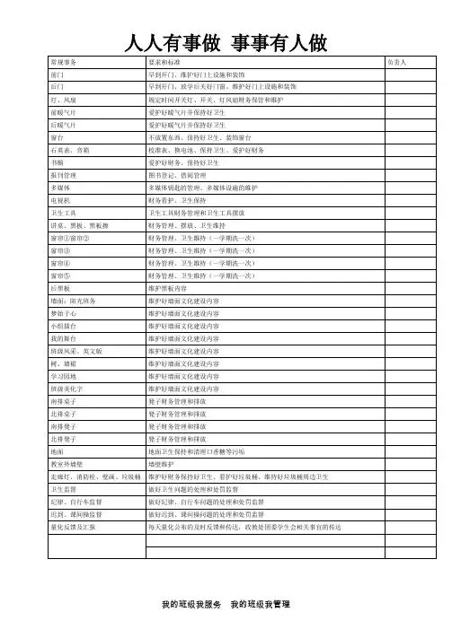 人人有事做分配表