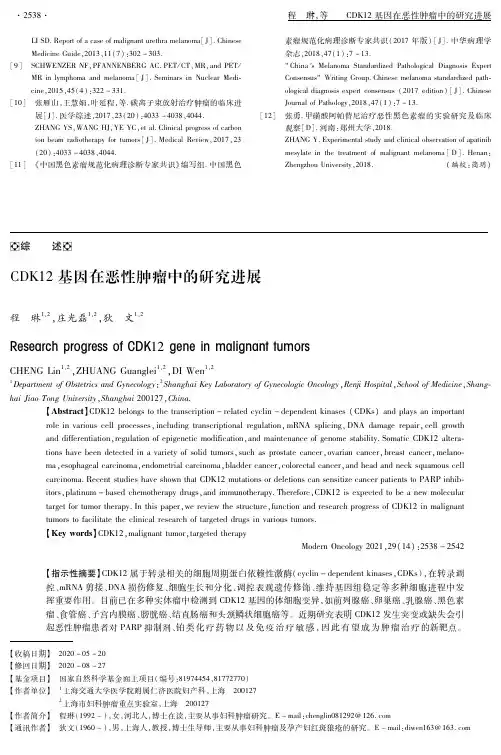 CDK12基因在恶性肿瘤中的研究进展