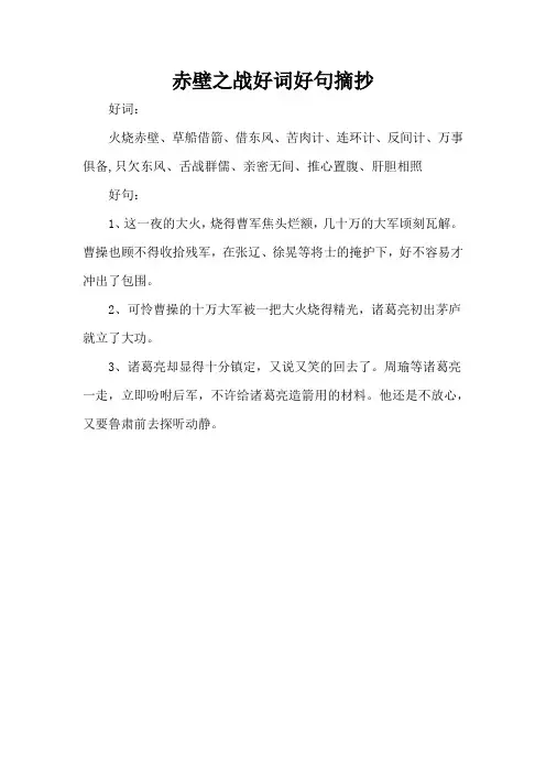 赤壁之战好词好句摘抄