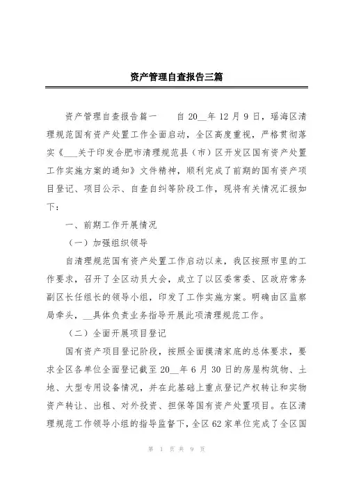 资产管理自查报告三篇