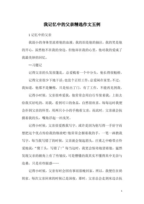 我记忆中的父亲精选作文五例