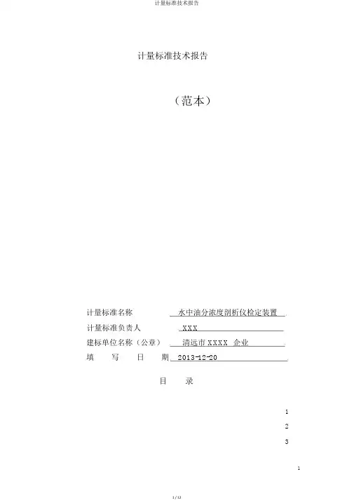 计量标准技术报告