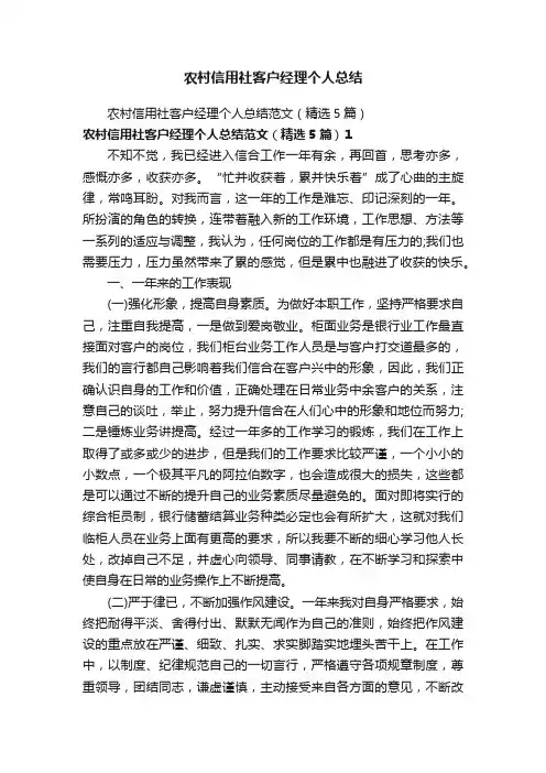 农村信用社客户经理个人总结