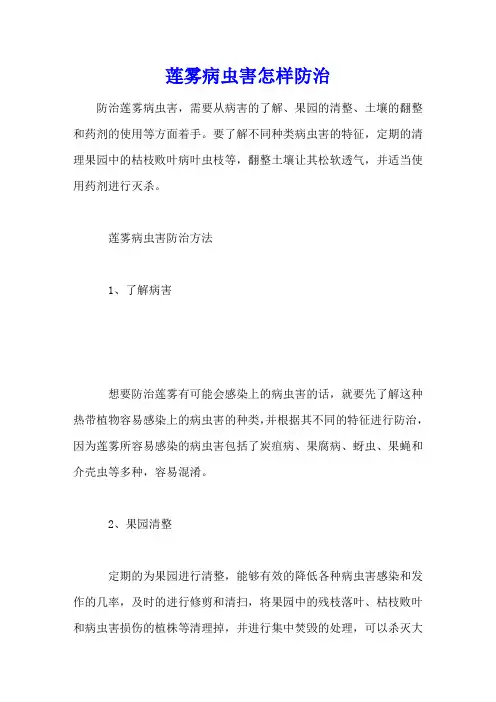 莲雾病虫害怎样防治