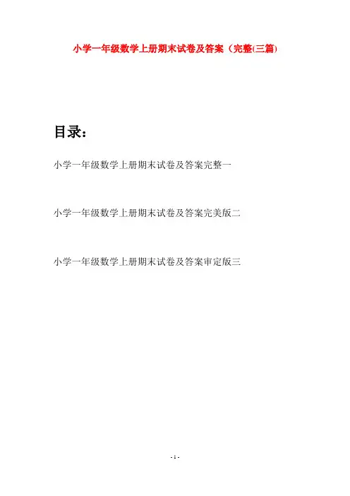 小学一年级数学上册期末试卷及答案完整(三套)