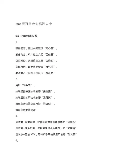 00-260套万能公文标题大全