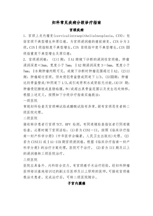 妇产科常见病分级诊疗标准完整版.doc