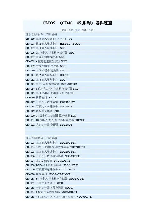 CD400 405系列常用芯片资料