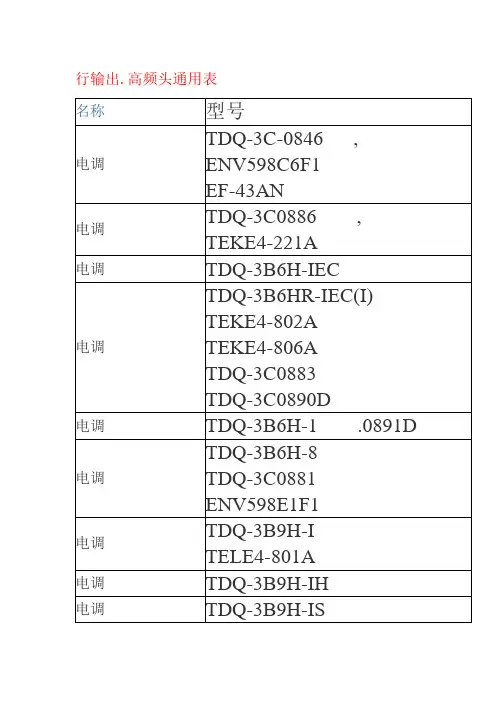 海信行输出高频头通用表