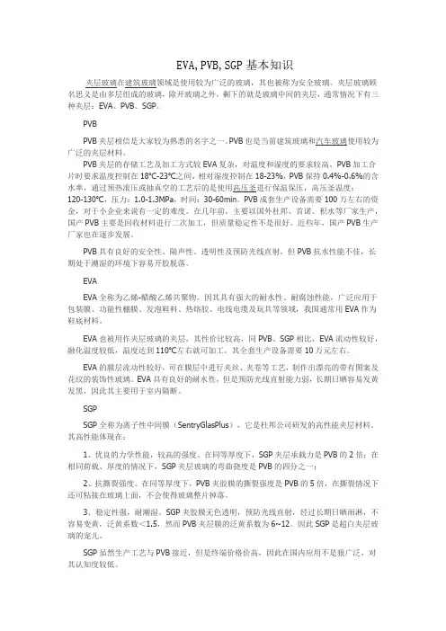 夹胶玻璃胶片EVA,PVB,SGP基本知识