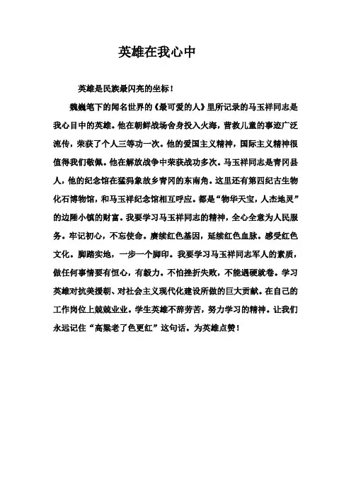 英雄在我心中作文400字六年级