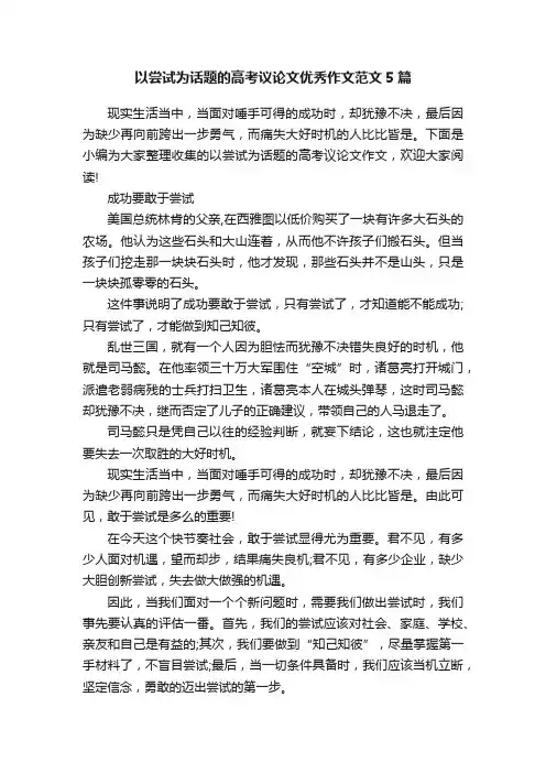 以尝试为话题的高考议论文优秀作文范文5篇