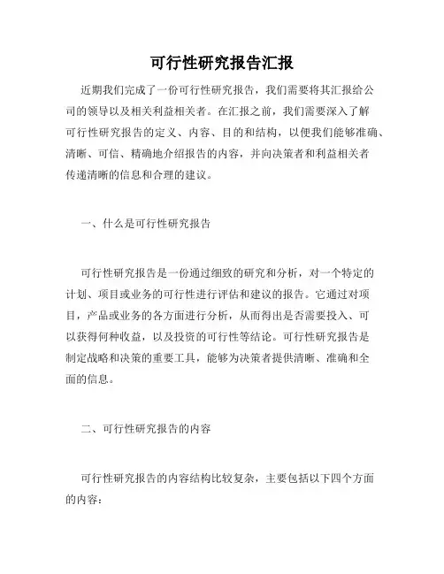 可行性研究报告汇报