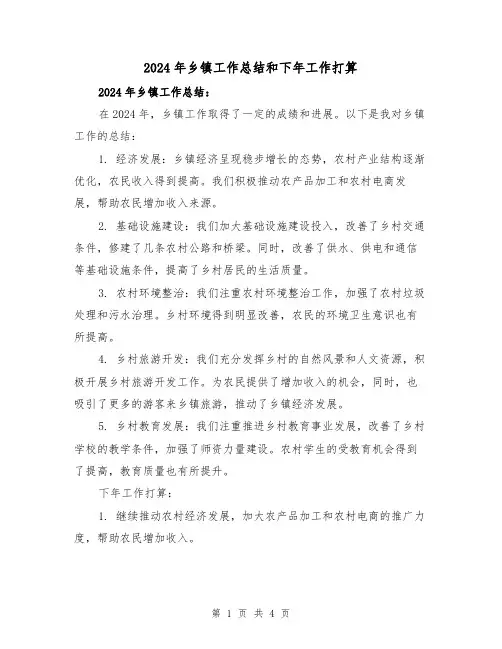 2024年乡镇工作总结和下年工作打算(2篇)