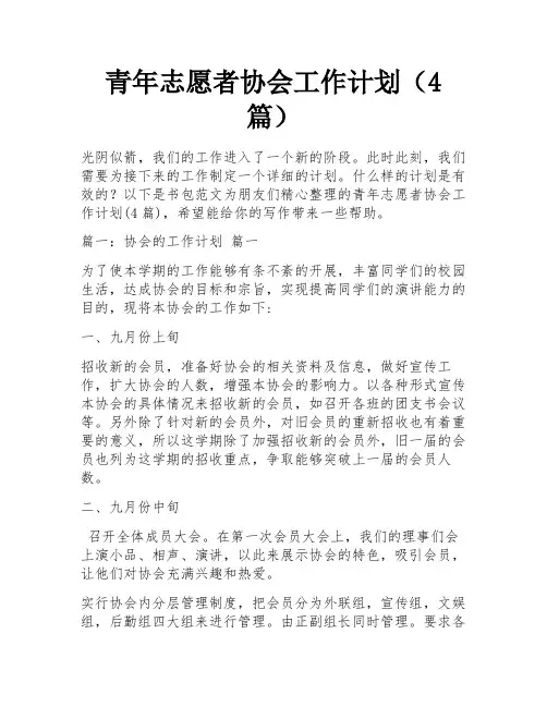 青年志愿者协会工作计划(4篇)