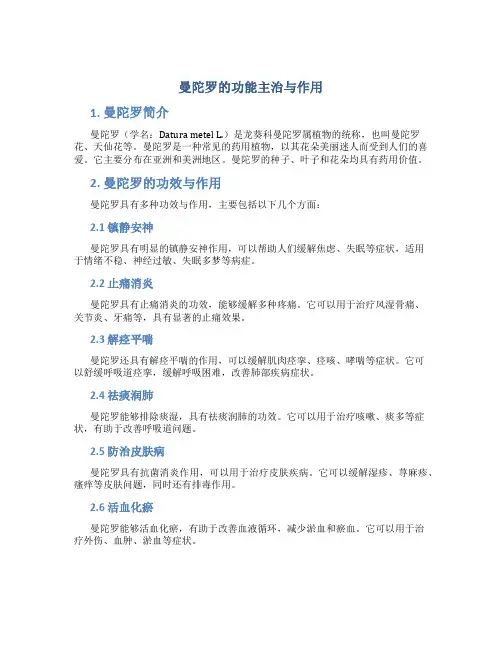 曼陀罗的功能主治与作用