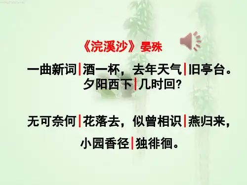 【部编本初中语文】2018-2019年部编本人教版八年级语文上册教学专用：浣溪沙-晏殊-优秀 (1)PPT课件
